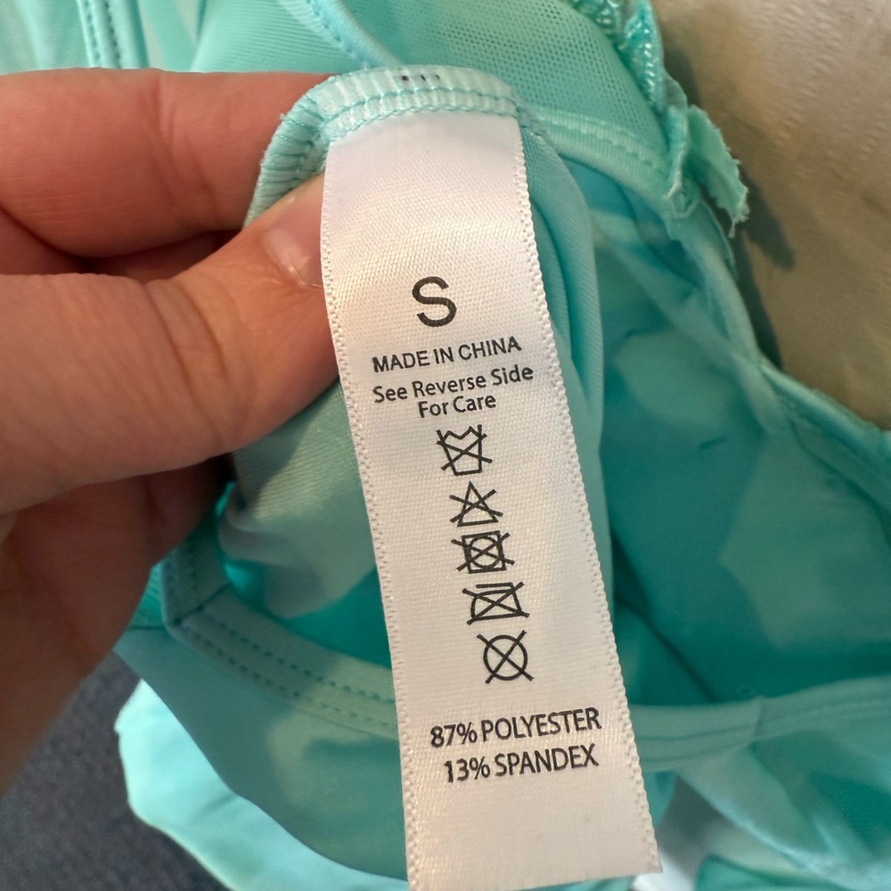 Elisse Discount Dance Lyrical Ballet costume, aqua teal green, performance - Picture 7 of 8